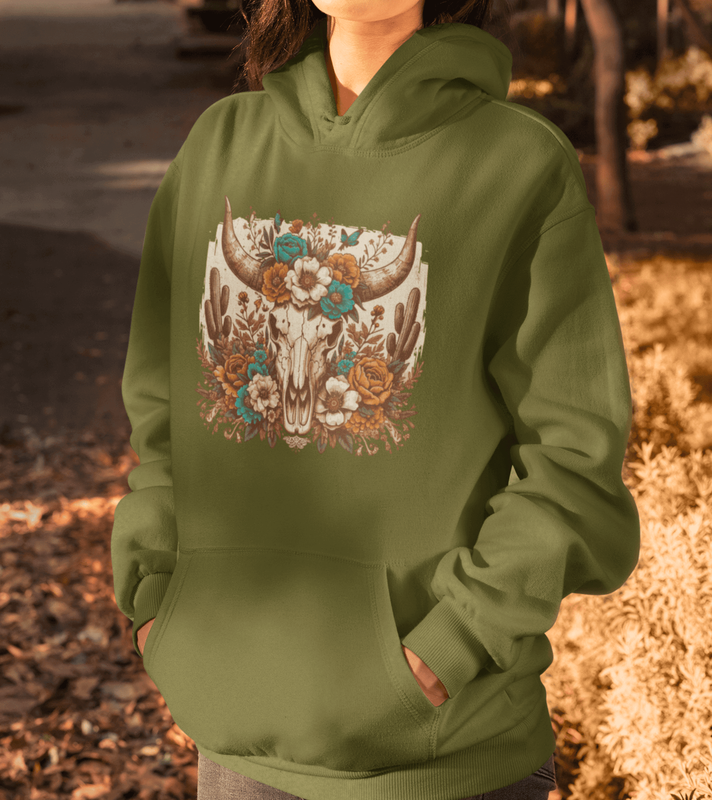 Unisex Oversize Hoodie Hoodie - skull flower